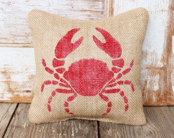 Crab - Burlap Feed Sack Doorstop - Nautical Door Stop - Crab Decor - Crab Silhouette - Blue Crab - Red Crab
