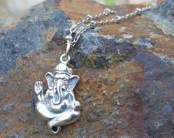 Ganesh Necklace Sterling Silver Yoga Jewelry - Remover of Obstacles - Elephant God
