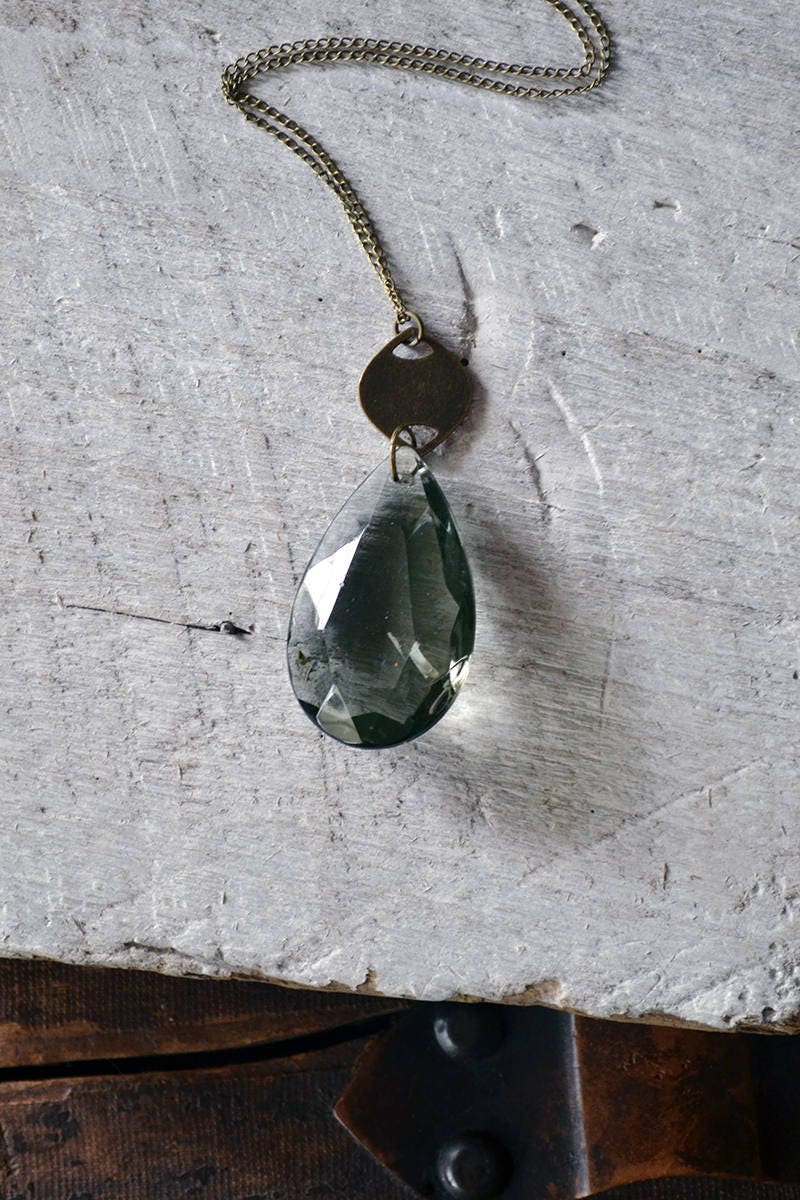 Smokey Chadelier Crystal Pendant Vintage Chandelier Smokey Chadelier Crystal Pendant Vintage Chandelier Necklace Antique Teardrop Prism