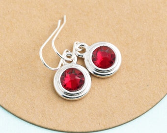 January Birthstone Earrings, Birthday Stone Jewelry, Garnet BirthstoneJanuary Birthday Gift, Birthstone Dangle Earrings, Gift For Daughter