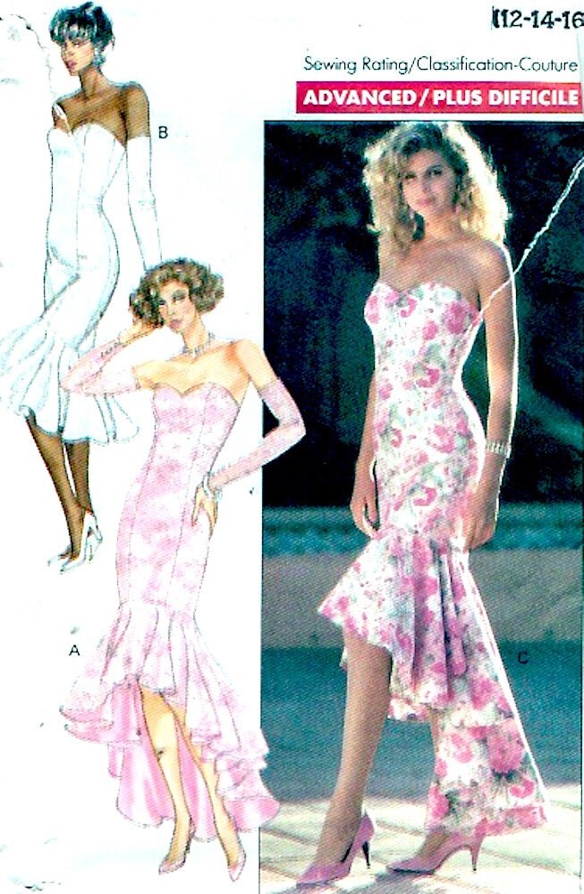 Spanish Flamenco dress Sewing pattern 80s grad gown fishtail