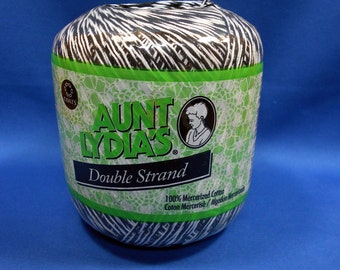 Aunt Lydia's, Double Strand, cotton crochet thread, Black/White, 300 yard ball