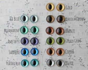 Metallic Hand Painted Cat Eyes - Your Choice of Size - 12mm 15mm 18mm - 4 pairs Craft Safety Eyes