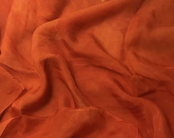 Hand Dyed TANGERINE ORANGE Soft Silk Organza Fabric - 1/3 yard remnant