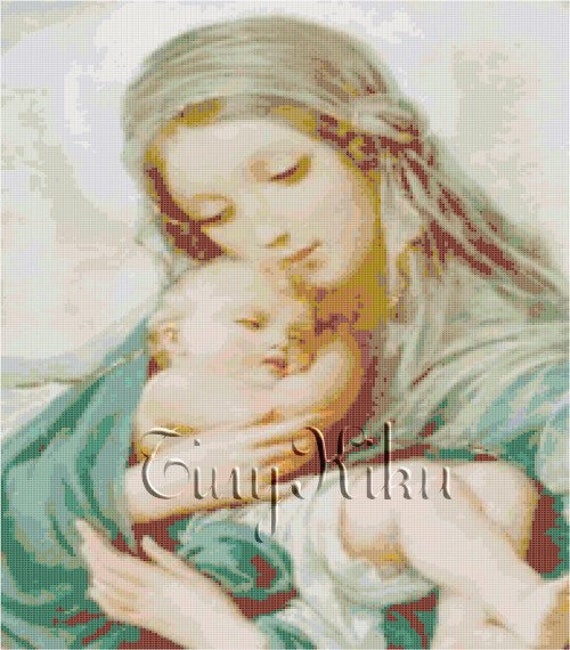 Items Similar To Blessed Virgin Mary And Infant Jesus 124 Cross Stitch Pattern Chart Pdf