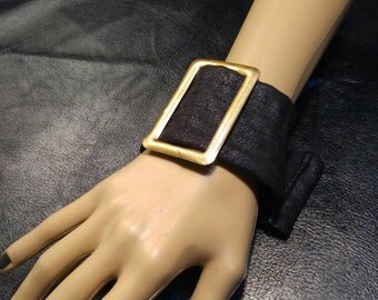 Black Pleather Pirate Buckle Cuff