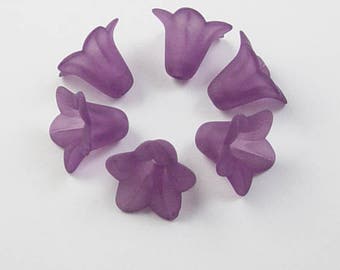 CLEARANCE Acrylic Bead 6 Bell Daisy Flower 5-Petal Frosted 18mm x 12mm Dark Purple (1017luc18-63)os