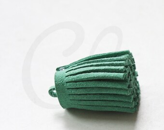 One Piece of Faux Suede - Velvet Cord - Tassels - 28x16mmm - Emerald (C9)