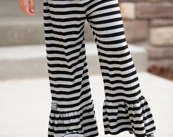 Black and Gray Knit Ruffle Pants - SALE