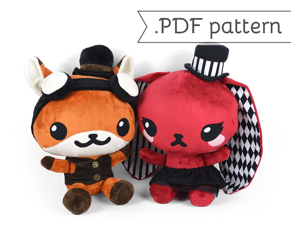 Chibi Steampunk Animal Plush Sewing Pattern .pdf Tutorial