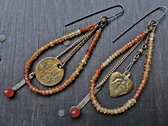 Artisan earrings with gemstones- “Priestess of Valor”