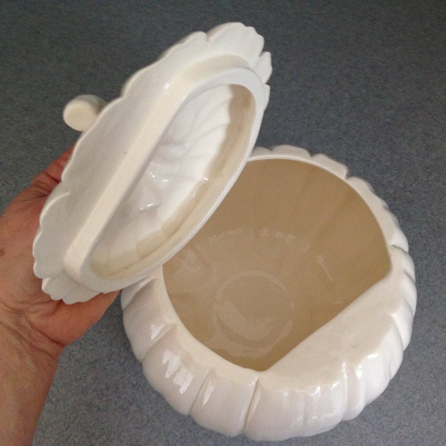 Ceramic White pumpkin cookie jar Wedding by SueSueSueCrafts