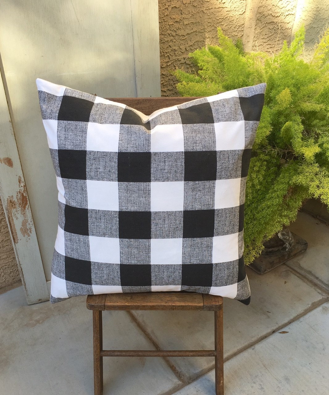 Farmhouse Black and White Buffalo Check Pillow Cover 24x24