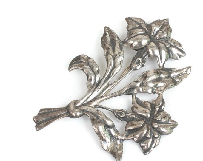Danecraft Sterling Brooch Floral Design Vintage Signed