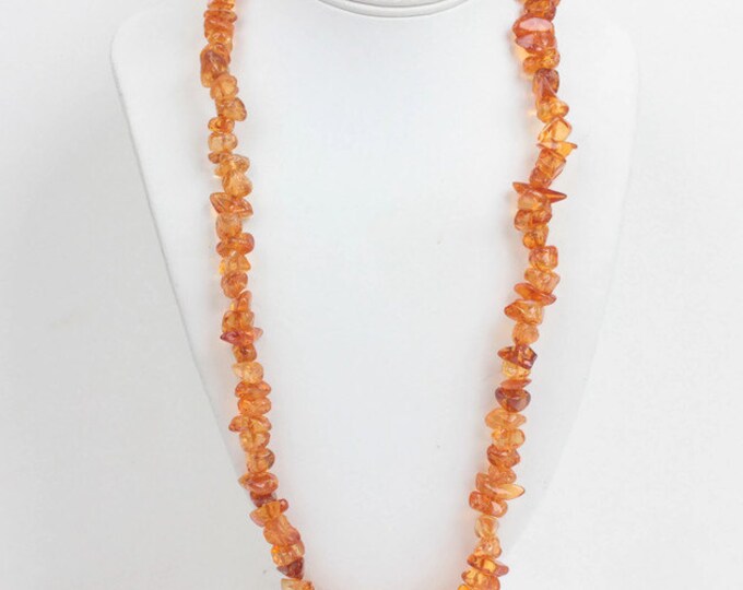 Chunky Amber Nugget Necklace 26 Inch Necklace Vintage