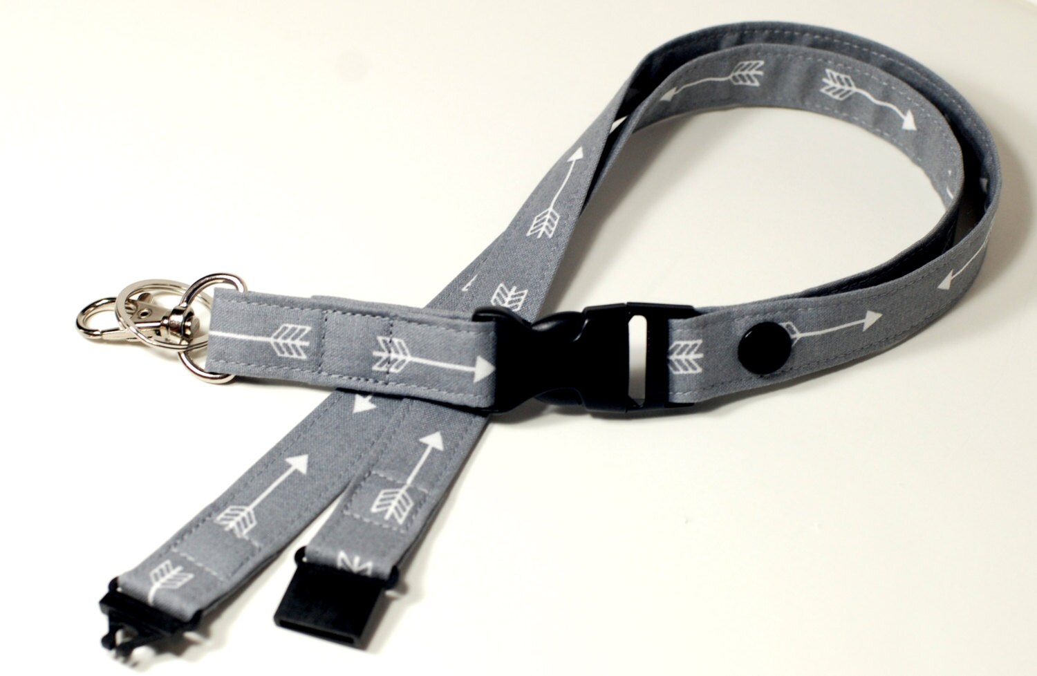 Detachable Fabric Lanyard with Breakaway & Release Key Ring ID