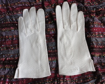 70s Off white kid leather 6 3/4 Women Gloves