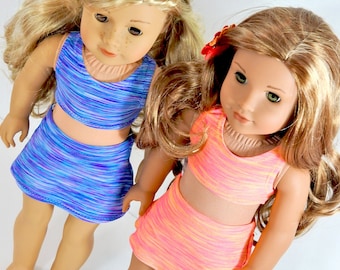 18 Inch Doll Sports Bra and Skort, AG Doll Cropped Top, Skort Summer Outfit handmade for American Girl Doll