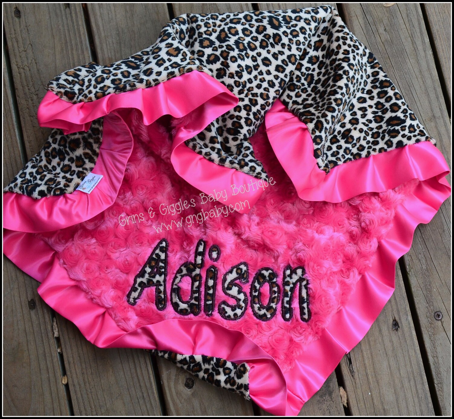 Cheetah Baby BlanketCheetah MinkyHot Pinky Minky SwirlSatin
