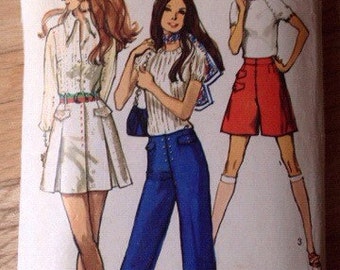 Vintage Simplicity 8842 Hip Hugger Pants, Skirt or Shorts • size 12