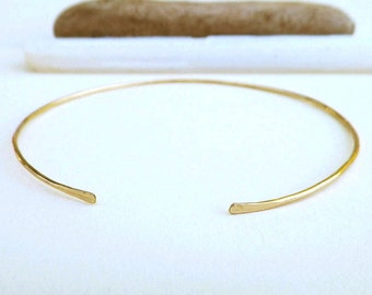 Thin gold cuff, simple rustic gold bracelet, skinny delicate gold wire bracelet, thin gold cuff, choice of sterling silver, gold, rose gold