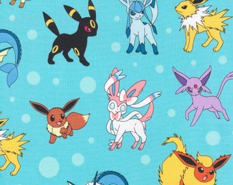 Robert Kaufman Aqua Pokemon Fabric by the yard AOP1621070