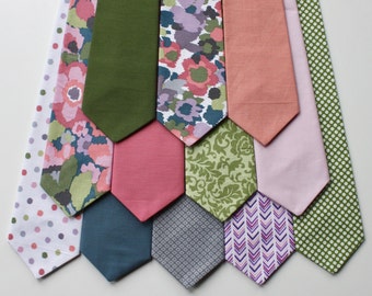 Little and Big Guy NECKTIE Tie - Spring Easter -Coral Blue Green Collection - (Newborn-Adult) - Baby Boy Toddler Teen Man