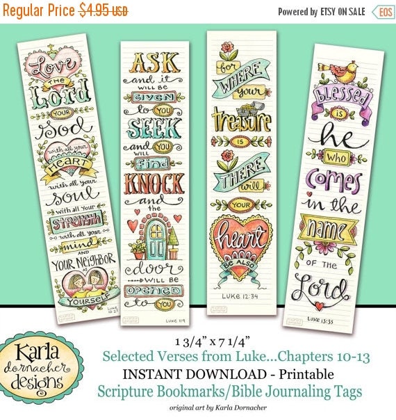 50% OFF SALE Luke 10-13 BIBLE Bookmarks Art Journaling