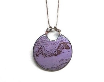 Purple Angel Wings Pendant Necklace. One of a Kind, Original Design