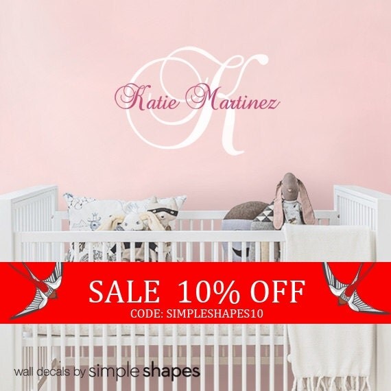 Sale Wall Decal Name Nursery Wall Decal Custom by SimpleShapes