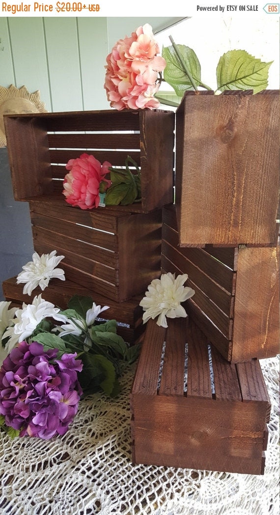 ON SALE 18 inch rustic wooden crates / flower box by primitivearts