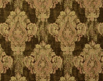 Mercola Chocolate Brown Damask Upholstery Fabric