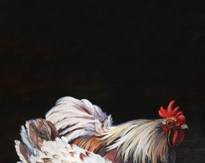 Rooster and Hen Matte Print - Various sizes | Rooster Print, Rooster Artwork, Rooster Wall Art, Kitchen Decor, Farm Wall Art