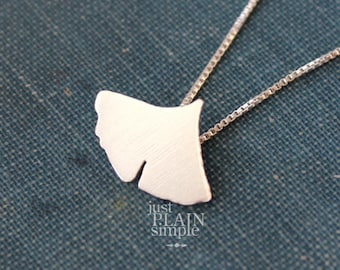 Ginko leaf necklace, sterling silver nature pendant, handmade every day wear