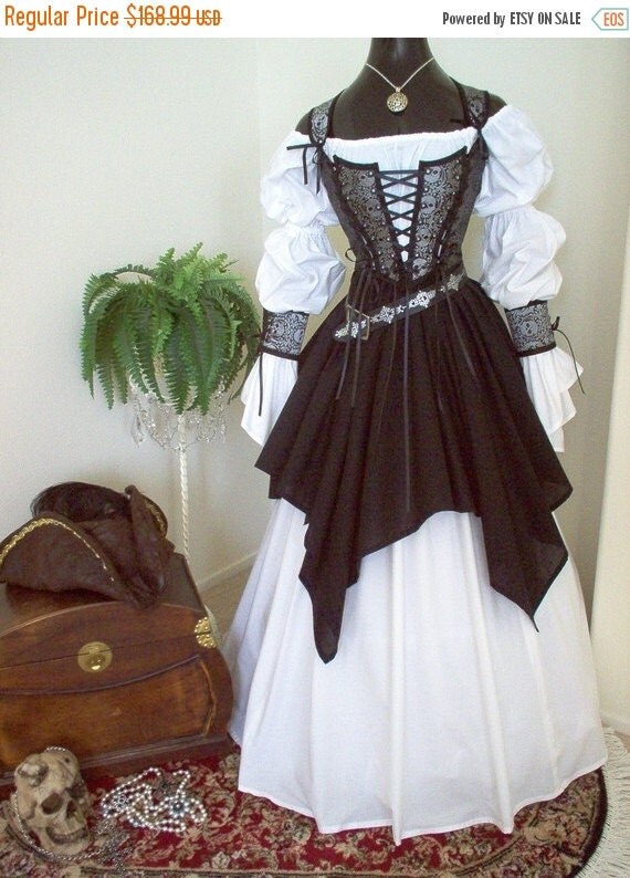 ON SALE  Gray  Black  Skulls Pirate Wedding  Gown Dress  by 