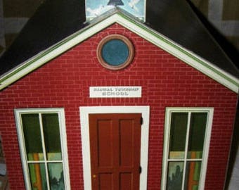 Vintage Renwal Little Red Township School House Dollhouse Unused
