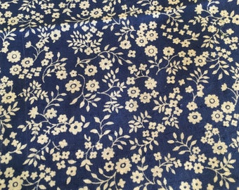 Vintage Fabric Blue White Quilting Patchwork Calico 2 yards
