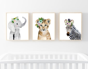 Forest babies Set of Prints Animal Paintings Fox Bear