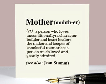 Personalised Mother Definition|Mothers Day Card|Card for Mum|Mums Birthday Card|Gifts for her|Card for Mom|Personalised Card