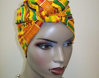 9"x45" inch Mini Kente Print Mini African Head Wrap, Head Band/ African Head Scarf / African headwraps/ Kids and Adults African Head Scarf