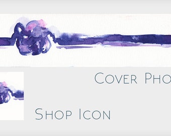 Abstract Blank Etsy Shop Banner Design - Make Your Own Etsy Banner - Purple Abstract Watercolor Shop Banner Without Text