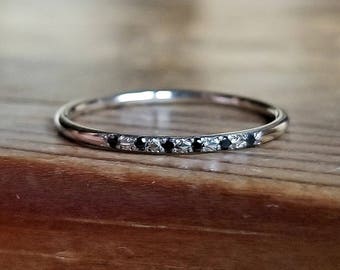 Womens Wedding Band Black Diamond Ring White Gold Wedding Band 14K White Gold Band Black Diamond Band 14K Wedding Bands Pave Diamond Band