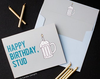 Funny Birthday Card Boyfriend / Happy Birthday Stud - Birthday Card / Birthday Card Boyfriend, Birthday Card Husband | Cute, sassy and fun