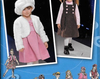Simplicity 2828 Pattern Project Runway Girls Dress Jumper Vest Jacket Hat Size 3,4,5,6,7,8