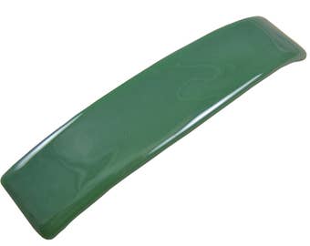 Tiffany Glass Barrette - 3.5" / 9cm - Jade Forrest GREEN Stained Glass - Just Plain Simple One Color