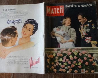Vintage French Paris Match Magazine No 414 Bapteme A Monaco Special circa 16 Mars March 1957 / English Shop