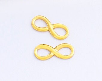 2 of 925 Sterling Silver 24K Gold Vermeil Style Infinity Links 6x14mm. :vm0832