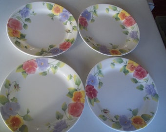 4 Corelle Summer Blush AKA Pansies Bread plates 7 1/4" Plates, Made in the USA