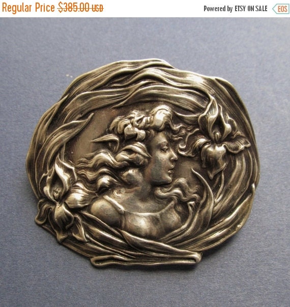 On Sale Art Nouveau Sterling Silver Brooch Unger by SarahAndJohns