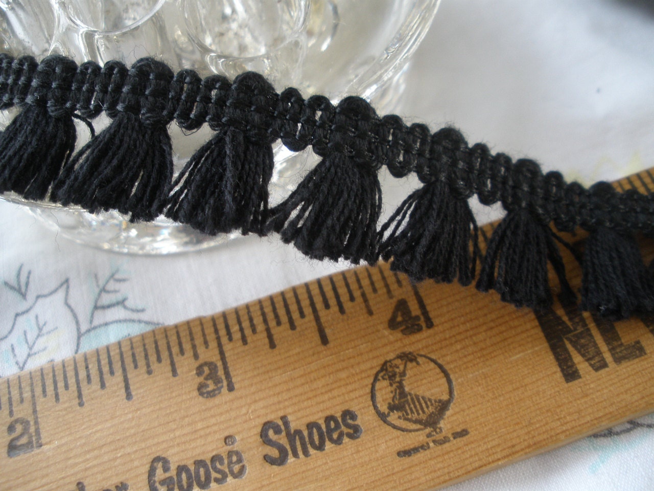 Black tassel fringe trim .75 wide Hippie Boho retro BTY